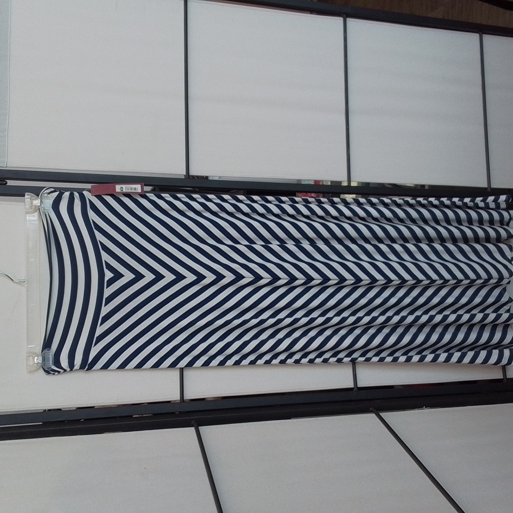 Blue and white stripped midi skirt